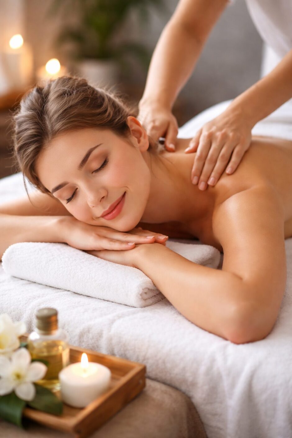 マッサージされる女性